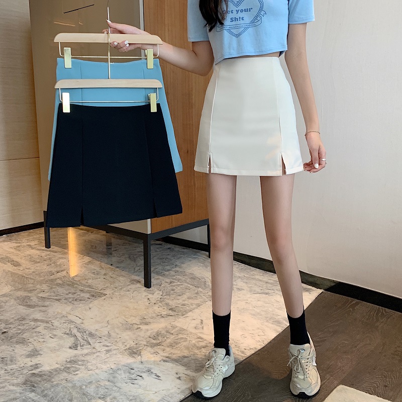 Split A-line bag hip skirt summer Korean version of the high waist was thin and versatile one-step skirt