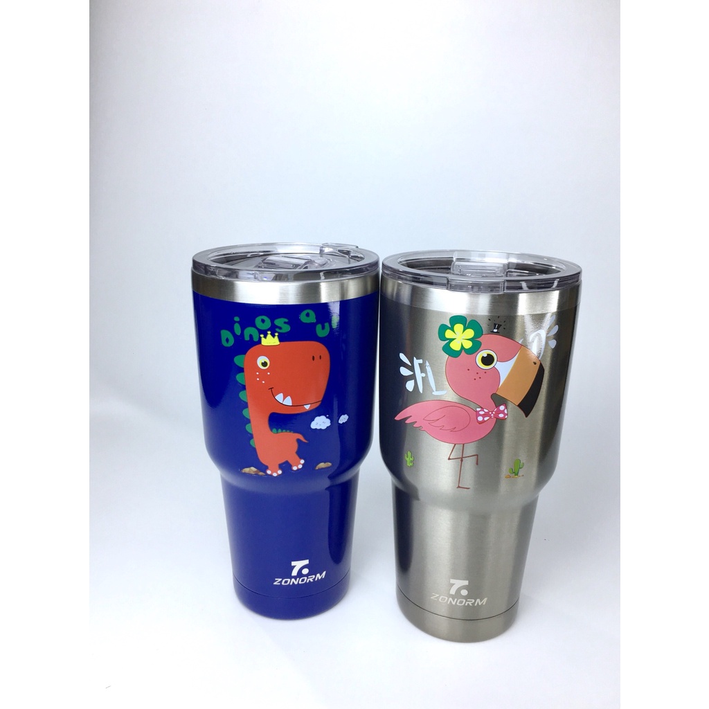 Bình giữ nhiệt sơn bóng ZONORM 900ml nắp trượt inox 304 in hình cute