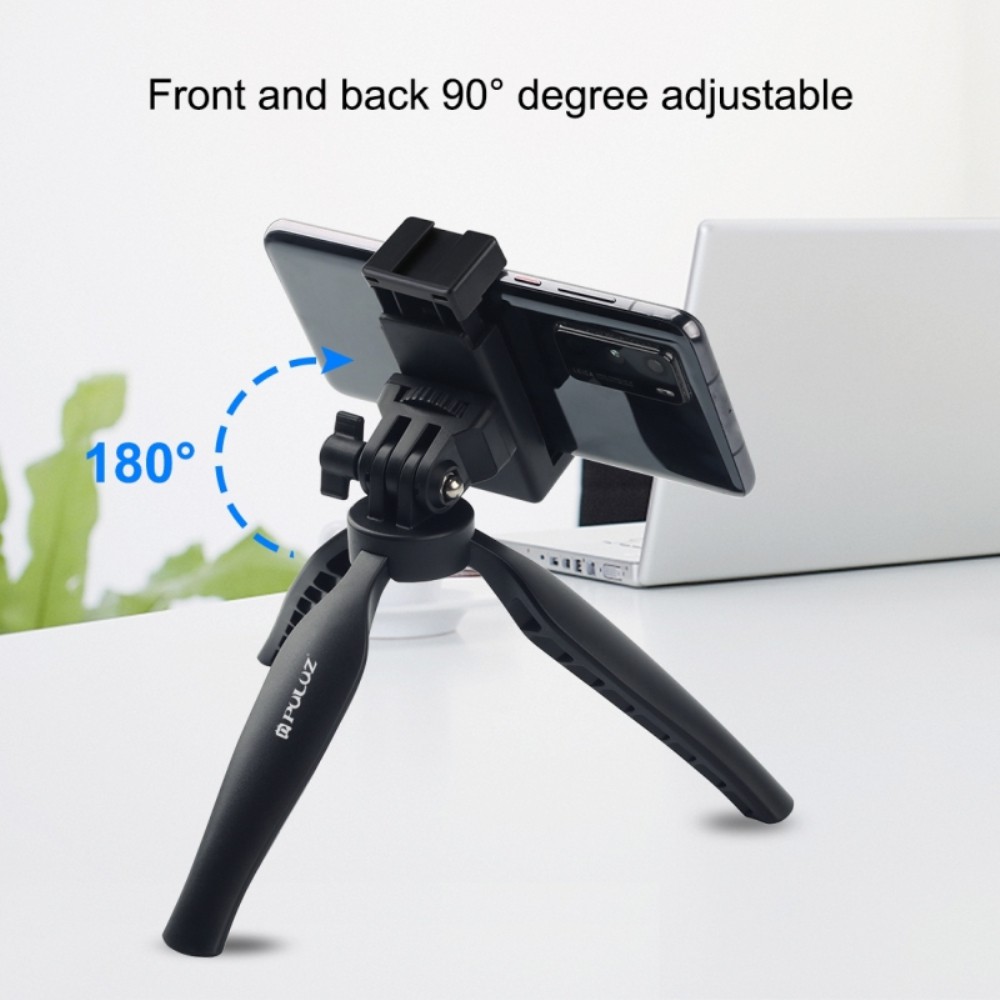 PULUZ Desk Plastic Tripod Mount with Phone Clamp &amp;amp; Adjusting Tripod Head for Smartphones (Black) TRUING