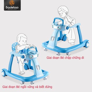 XE TẬP ĐI 2 KIỂU NGỒI VÀ ĐỨNG CÓ KHÓA BÁNH CHO BÉ CAO CẤP BLB 6090 MÀU XANH