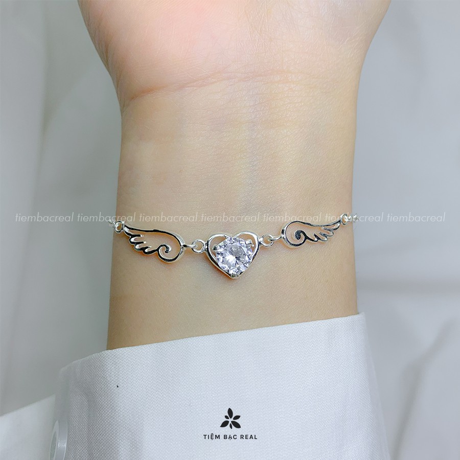 Lắc tay thiên thần chất liệu bạc ta lành tính, lắc tay cánh thiên thần đủ màu đá | BigBuy360 - bigbuy360.vn