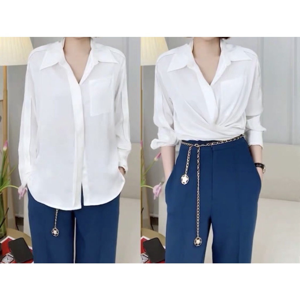 Đai váy belt xích phối da hoa ngọc trai hàng cao cấp loại 1