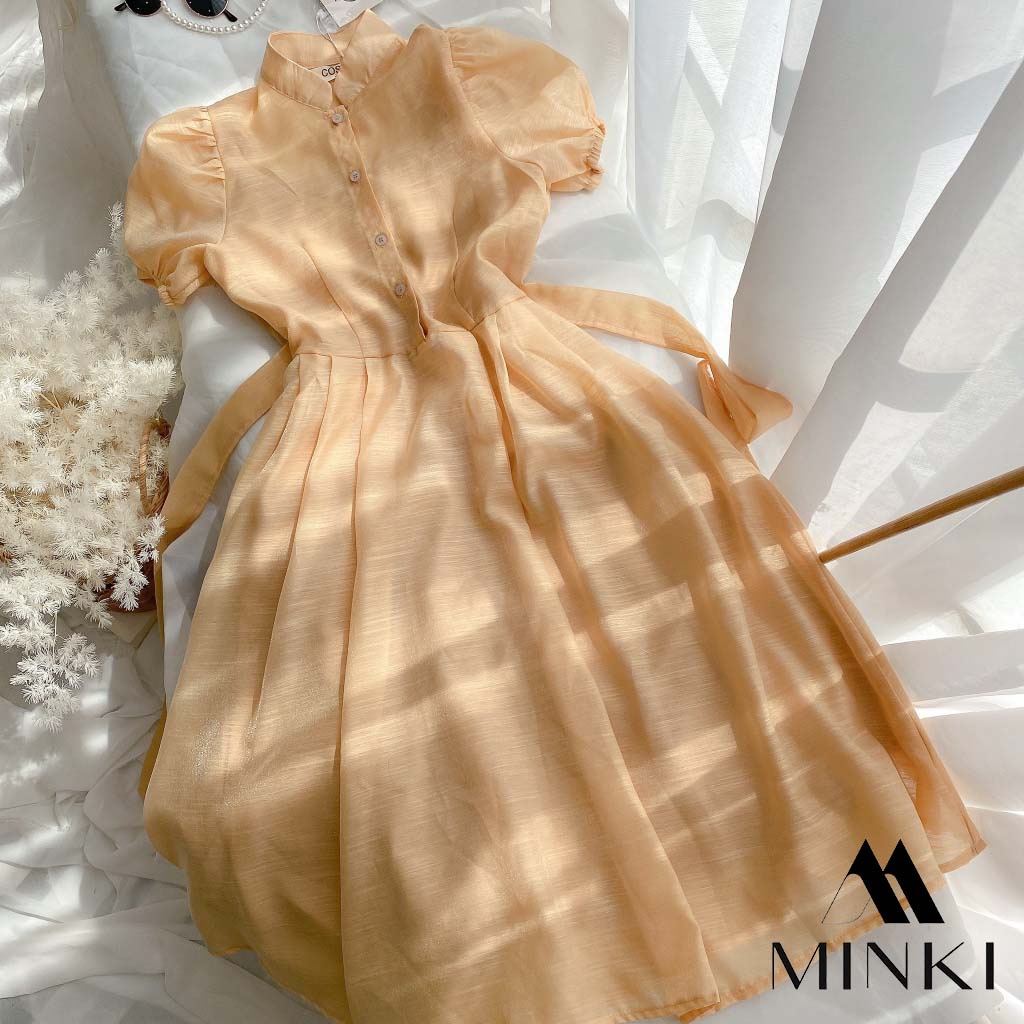 🌸 ĐẦM NUDE CỔ TRỤ TAY BÚP - CHẤT LIỆU CAO CẤP - MÀU NUDE TIỂU THƯ | BigBuy360 - bigbuy360.vn