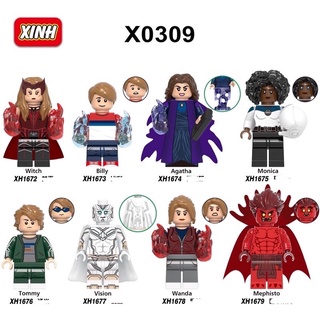 Xếp Hình Marvel minifigures superheores X 0309 mô hình lắp ráp nhân vật wanda vision memphisto Agatha tommy billy monica