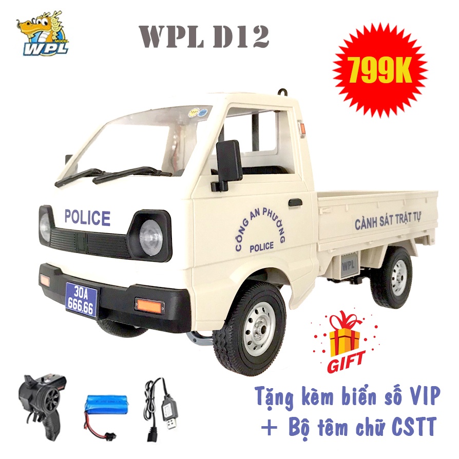 Ô tô điều khiển WPL D12 Kei Truck 4x2 1:10 - RTR [TẶNG BIỂN + TEM CHỮ]