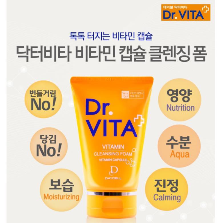 [Sạch 100%t - Hàng Auth] Sữa rửa mặt trắng da - sữa rửa mặt trị mụn chiết xuất cam Dr.vita Hàn Quốc 100ml