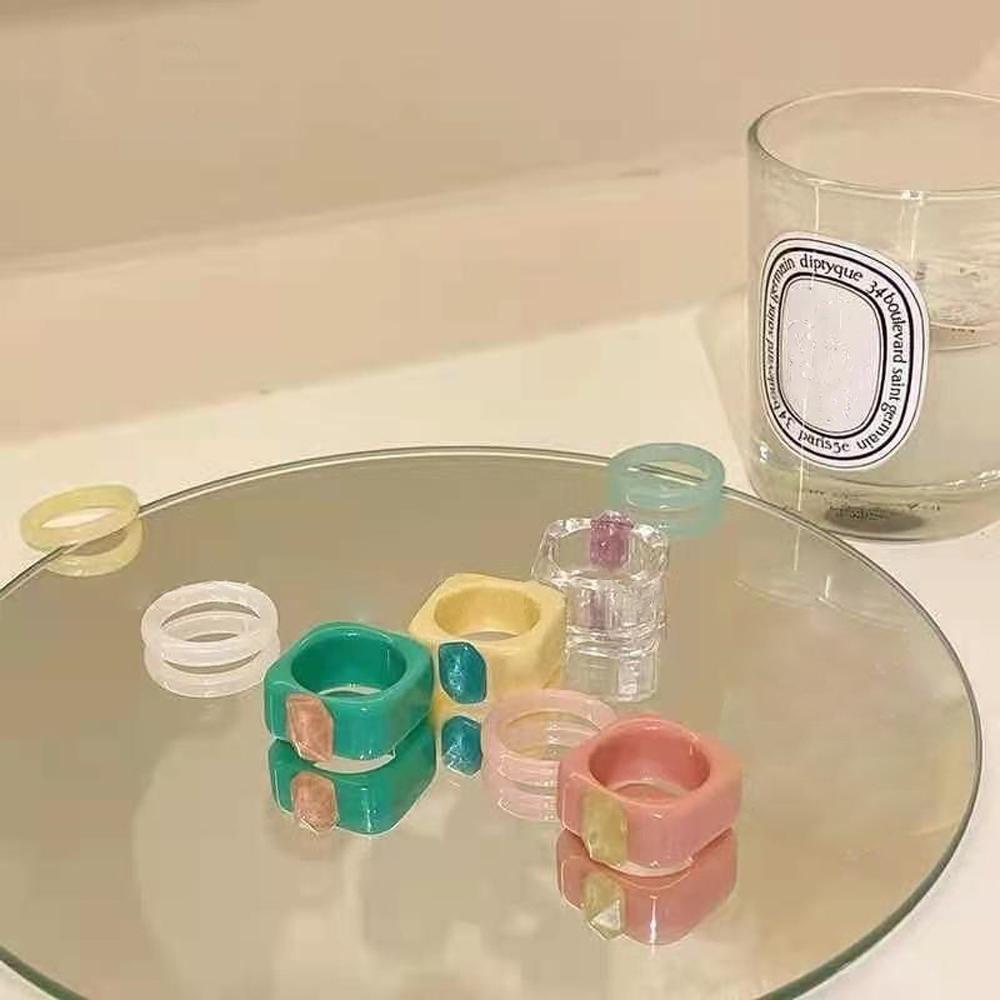 VANES1 Set 2 Nhẫn Nhựa Màu Kẹo Ngọt Dễ Thương