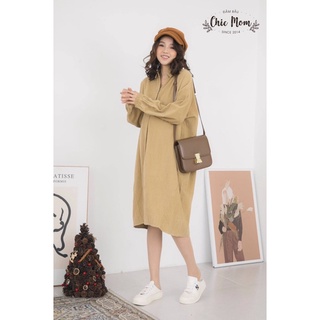 Váy bầu nhung dáng oversize