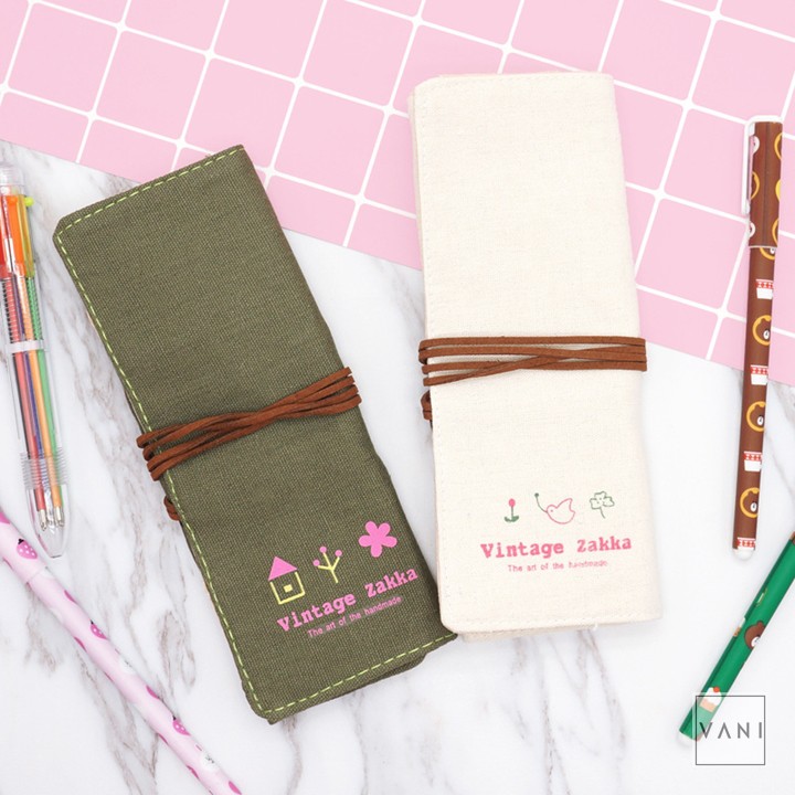 Bóp Viết Cuộn Phong Cách Thái Y Trơn Dòng Chữ Nhỏ Dễ Thương Độc Đáo - Vani Store