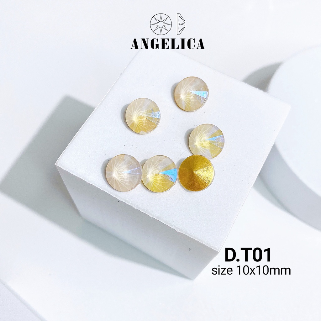 Túi 6 Viên Đá Khối Nail Hình Tròn Màu Nước Gạo Trang Trí Móng ANGELICA D.T