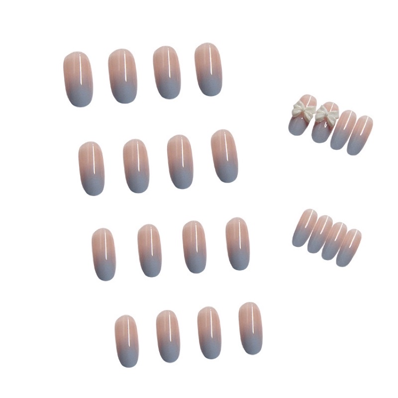 [Hàng mới về]Bộ 24 móng giả đính charm nơ xinh xắn