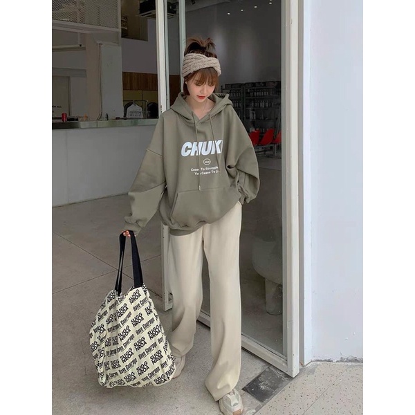 Áo Hoodie Unisex Nam Nữ In Chữ CHUKE Chất Nỉ Bông Siêu Đẹp. Áo Khoác Nỉ Dáng Rộng Dài Tay Màu Xanh Rêu | BigBuy360 - bigbuy360.vn