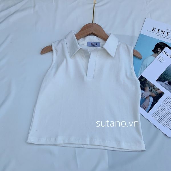 áo polo croptop cổ bẻ không tay chất zip co giãn cao cấp A234 SUTANO