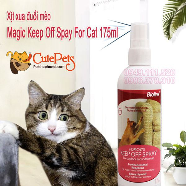 Xịt xua đuổi chó mèo Bioline Keep Off Spay For Cat 175ml - CutePets