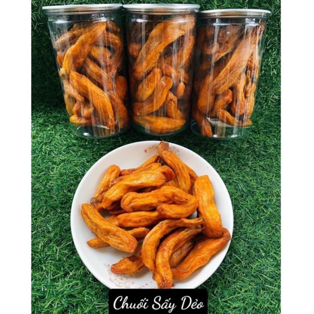 Chuối sấy dẻo Đà Lạt nguyên trái lon pet 450gr