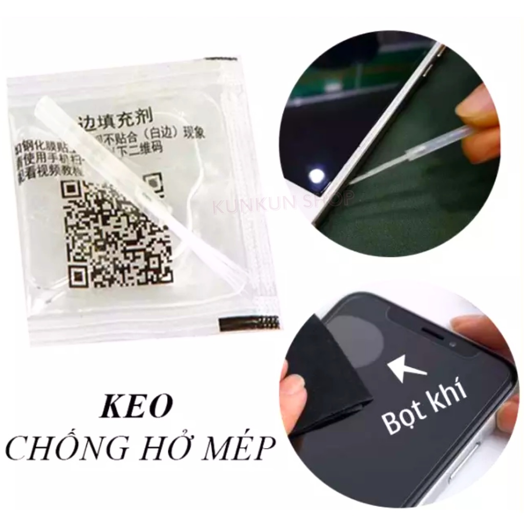 Keo dán chống hở mép kính cường lực - giải quyết triệt để bọt khí trắng gây mất thẩm mỹ.