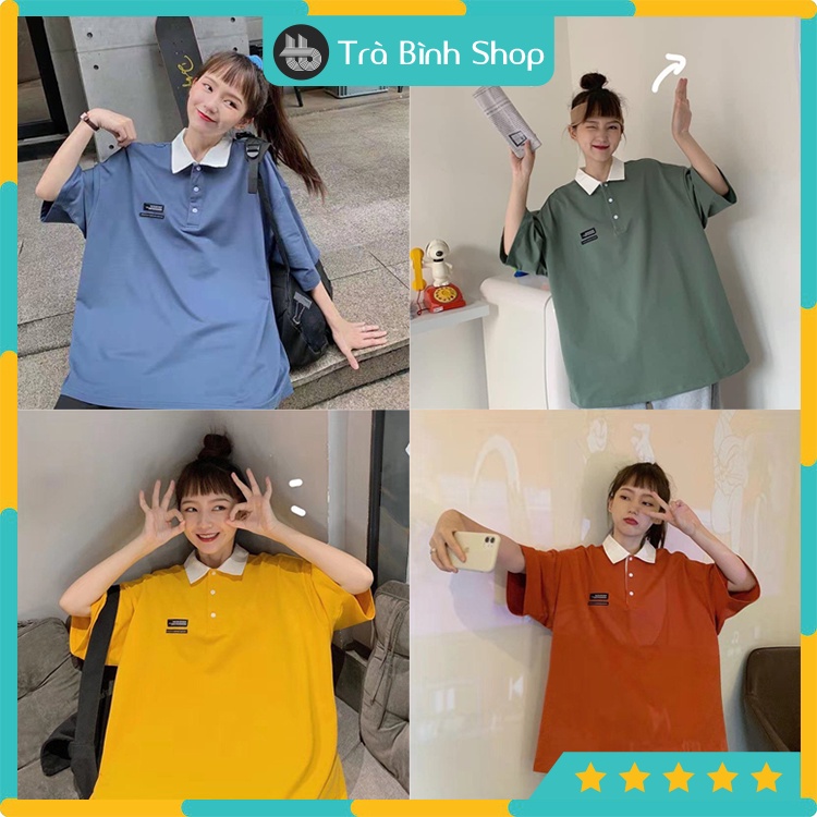Áo thun polo nữ form rộng tay lỡ áo phông phong cách ulzzang
