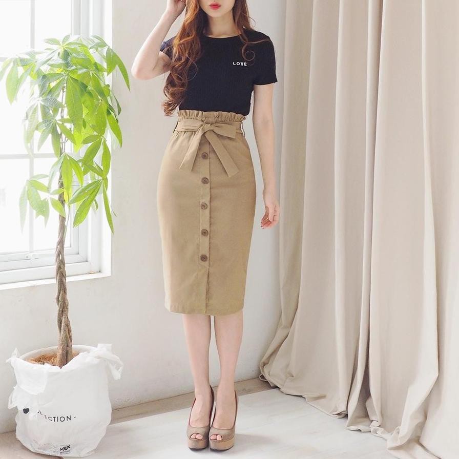 Chân Váy Bút Chì Màu Trơn Chất Liệu Cotton Co Giãn Thời Trang Đường Phố Cho Nữ | BigBuy360 - bigbuy360.vn