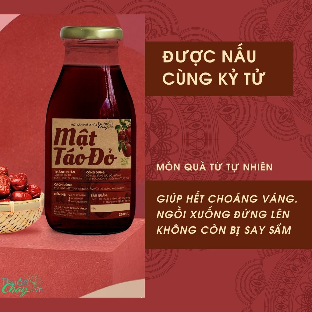 MẬT TÁO ĐỎ THUẦN CHAY HỖ TRỢ BỔ MÁU ĐẸP DA (250ML)