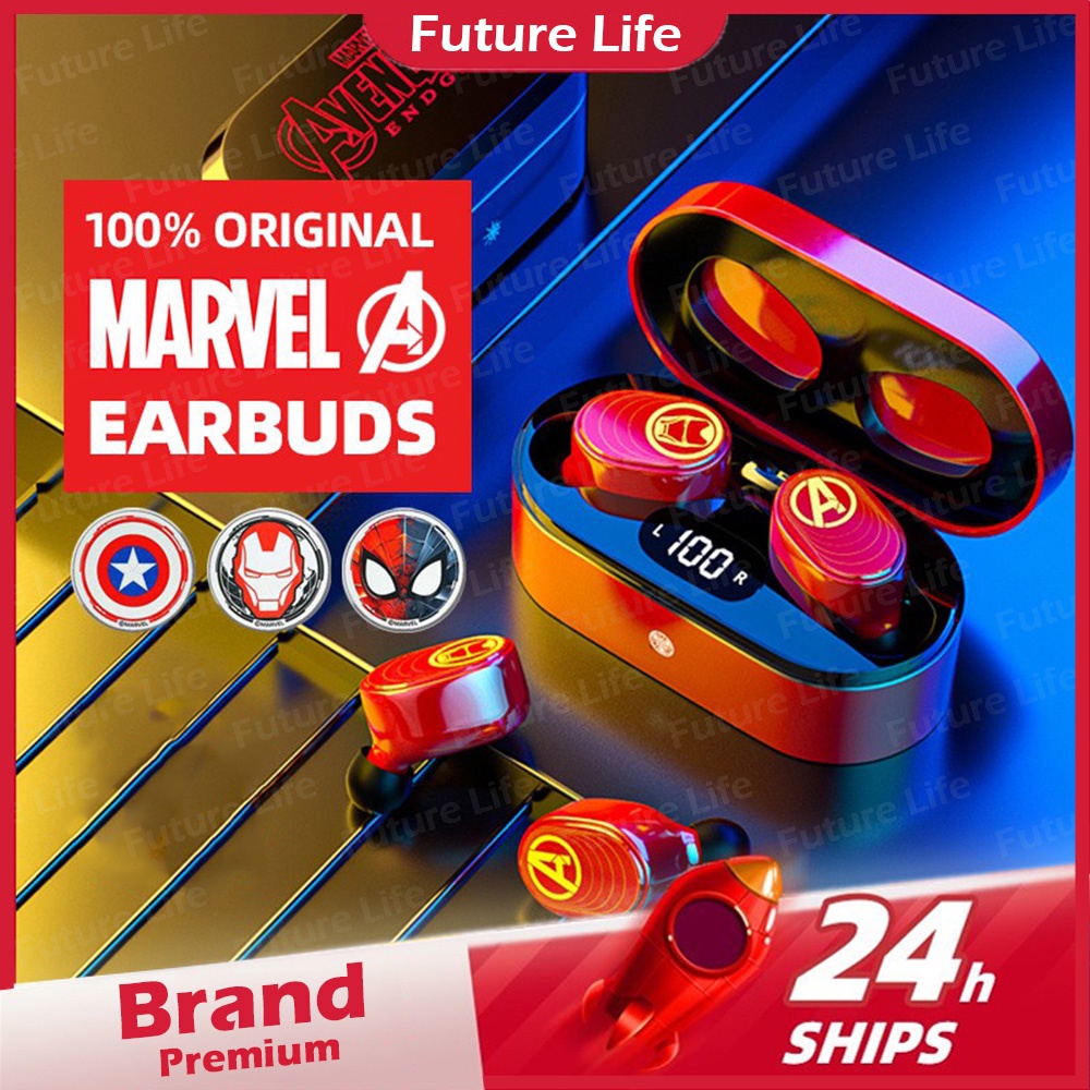 Tai nghe không dây TWS 5.0 Bluetooth hình IronMan/Spiderman/CaptainAmerica/BlackWidow có màn hình led chống nước IPX7