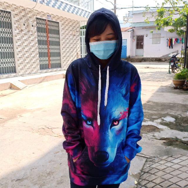 Áo khoác in 3D thể thao trẻ trung áo hoodie form xuông