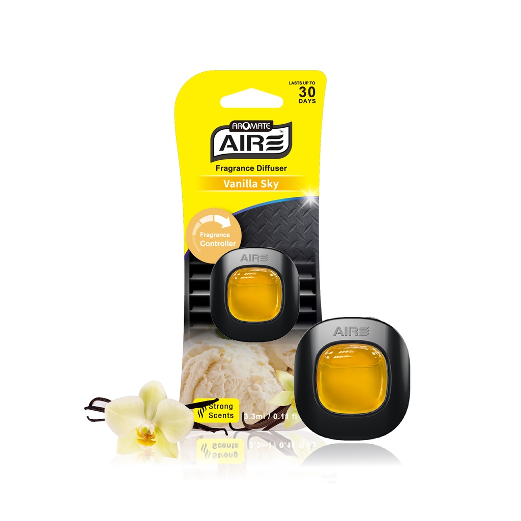 Nước hoa ô tô tinh chất khử mùi kẹp cửa gió điều hòa xe hơi cao cấp AROMATE AIRE hương vani 3ml chính hãng Taiwan Hub