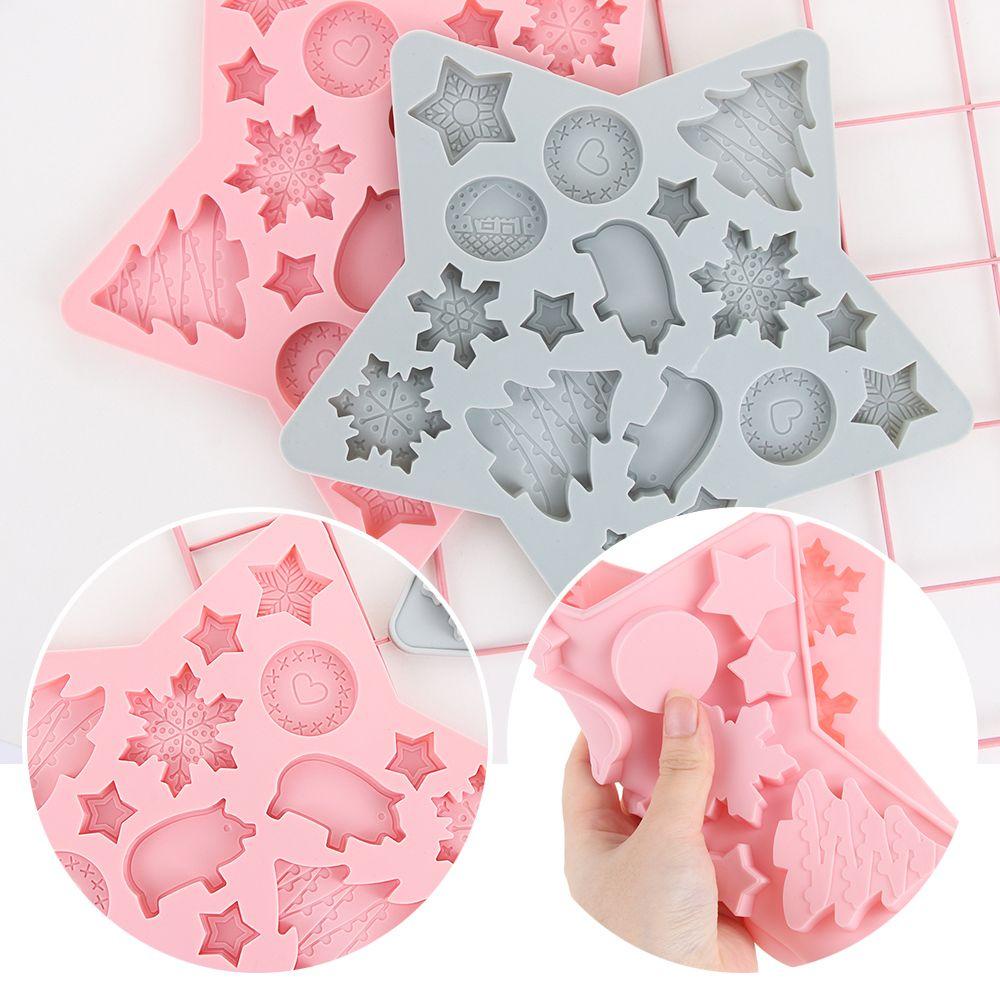 Khuôn Silicone Chất Lượng Cao Hình Người Tuyết / Bông Tuyết Làm Bánh Kẹo DIY