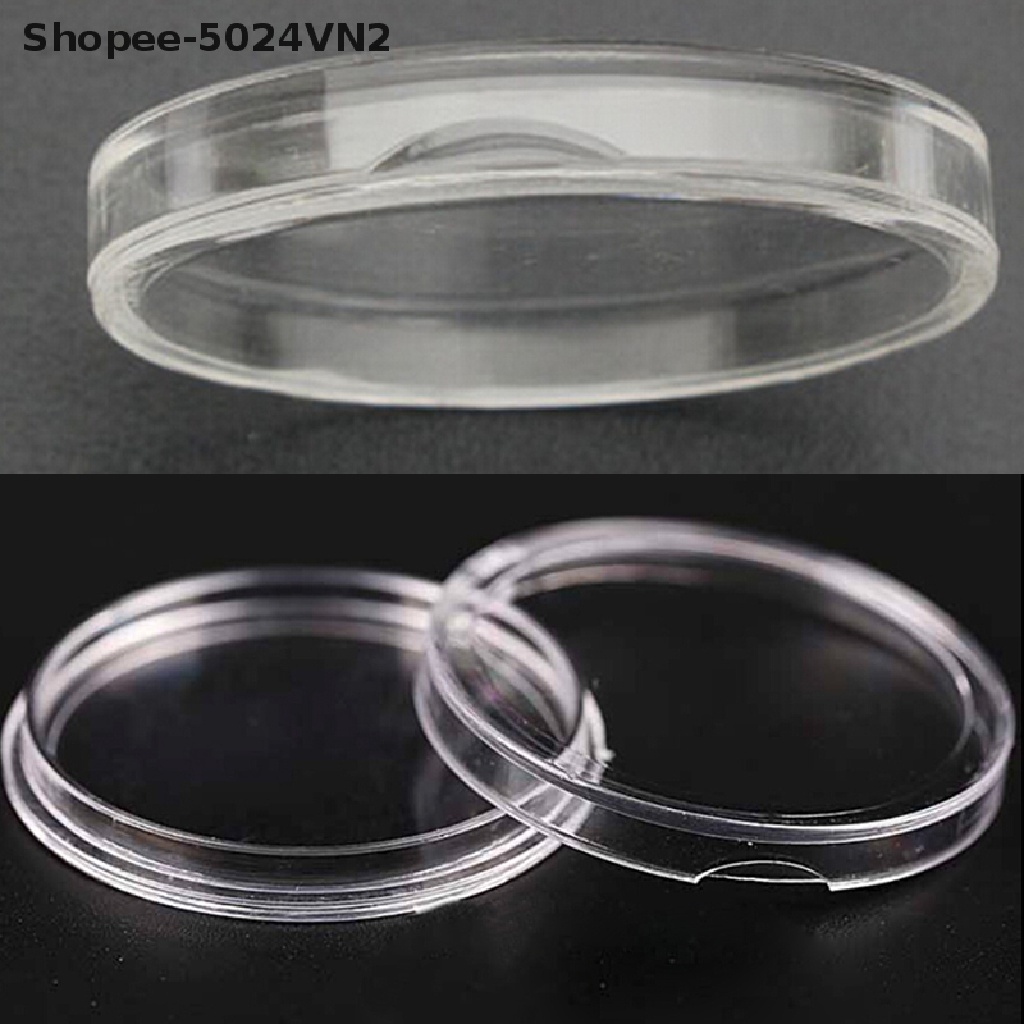 Set 10 Hộp Tròn Trong Suốt Đựng Tiền Xu 35mm