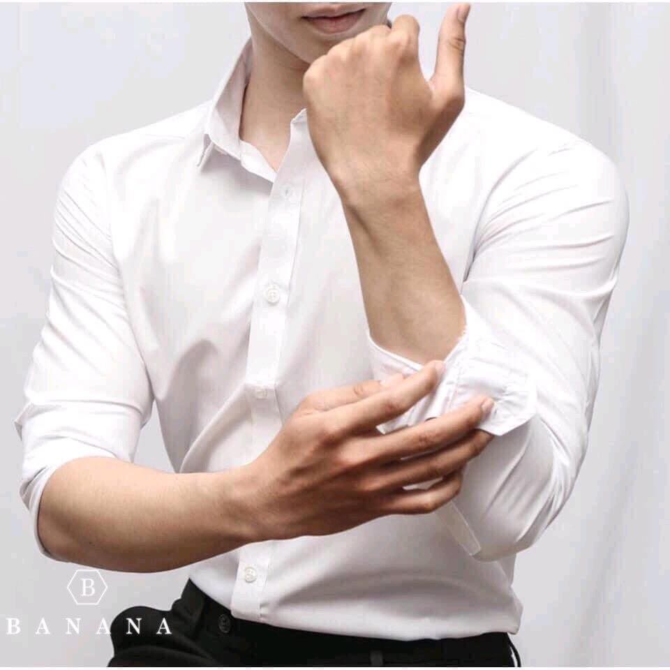 Áo sơ mi trắng chất liệu lụa hàn quốc slim fit | BigBuy360 - bigbuy360.vn