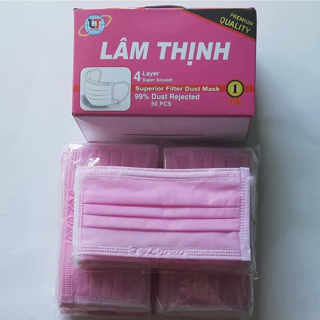 [100 cái ] 2 Hộp Khẩu trang y tế 4 lớp kháng khuẩn, chống thấm nước ngăn ngừa bụi - Màu xanh