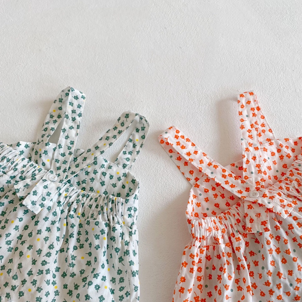 Bộ áo hai dây hoa và quần cho bé gái xinh xắn ảnh thật