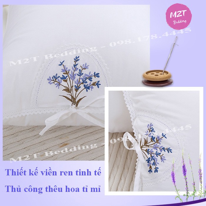 Ruột gối thơm Lavender M2T bedding ruột gối hơi cao cấp kháng khuẩn mềm mại 45x65 cm