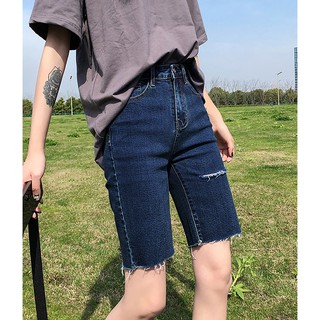 (LOẠI 1) Quần short jeans lửng rách gối