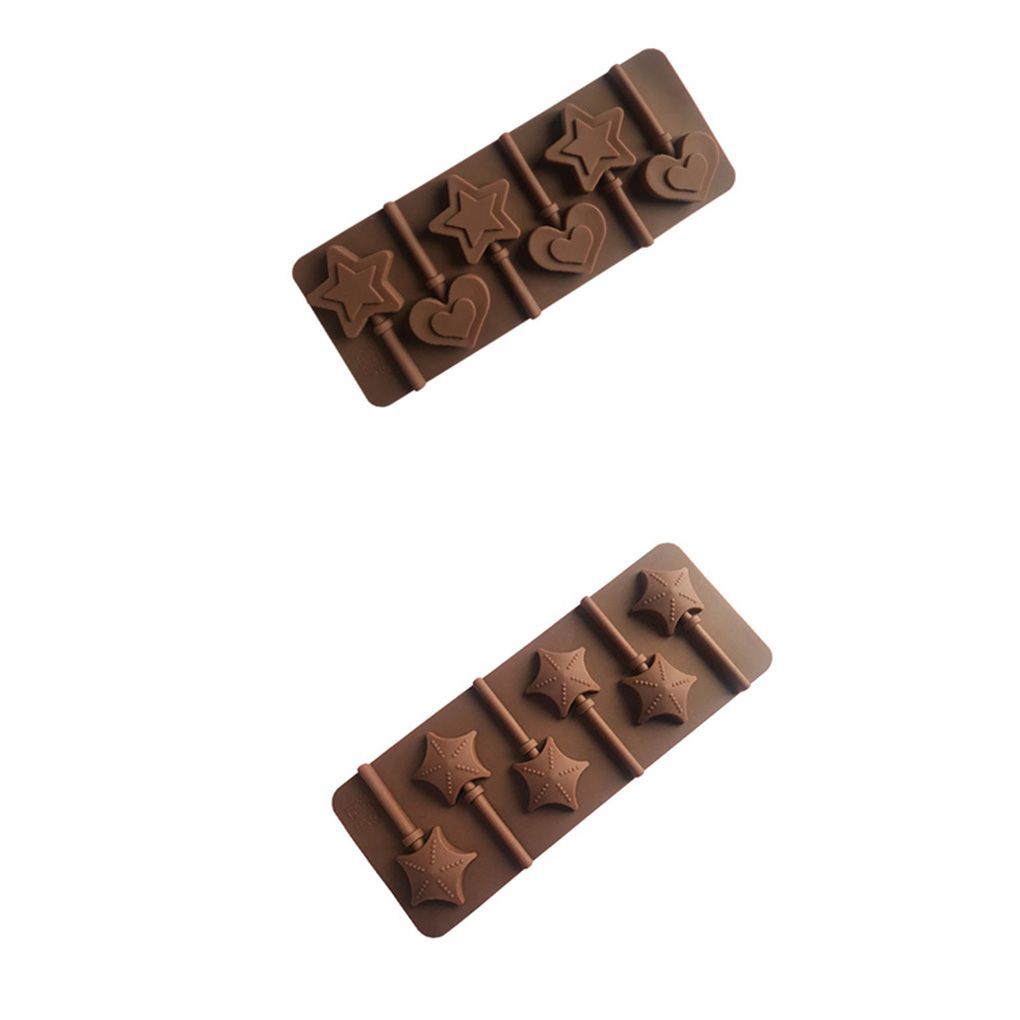 Khuôn Silicone Làm Bánh 6 Ô Hình Trái Tim Ngôi Sao, Trái Tim