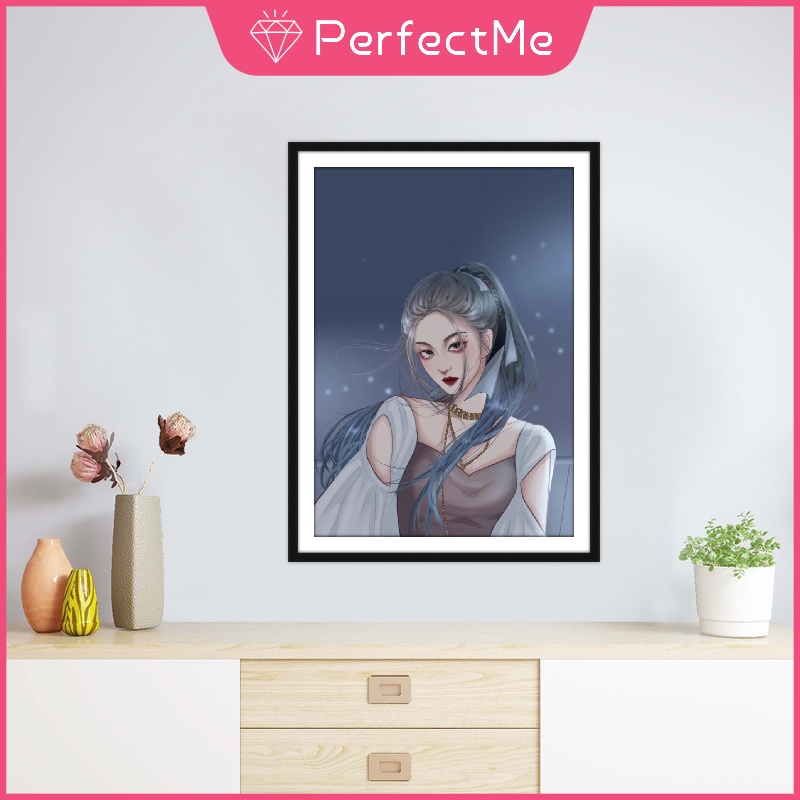 Bộ Tranh Đính Đá 5D Tự Làm Hình Lisa Jennie BLACKPINK Hoạt Hình Kích Thước 30X40Cm