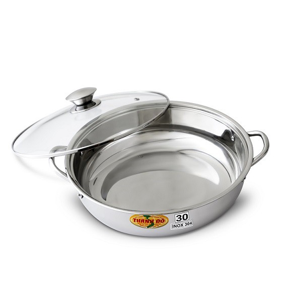 NỒI LẨU CAO CẤP INOX 304 NẮP KÍNH CAO CẤP THÀNH ĐÔ -TẶNG NGAY 1 BẾP CỒN INOX CAO CẤP