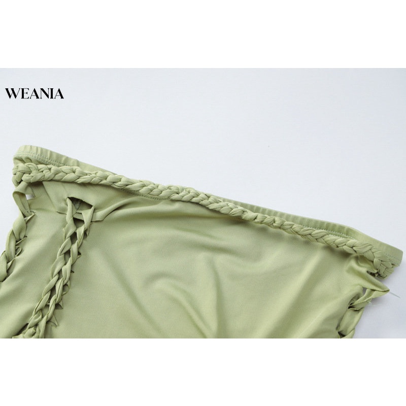 Set Áo Thun Lửng Tay Dài 2 Dây + Chân Váy Bút Chì Lưng Cao Thời Trang Nữ