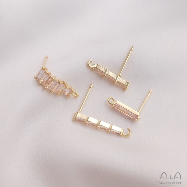 Bông Tai Mạ Vàng 14K Đính Đá Zircon Hình Chữ Nhật Kiểu Chữ Nhật Phẳng Đính Đá Zircon Màu Sắc diy