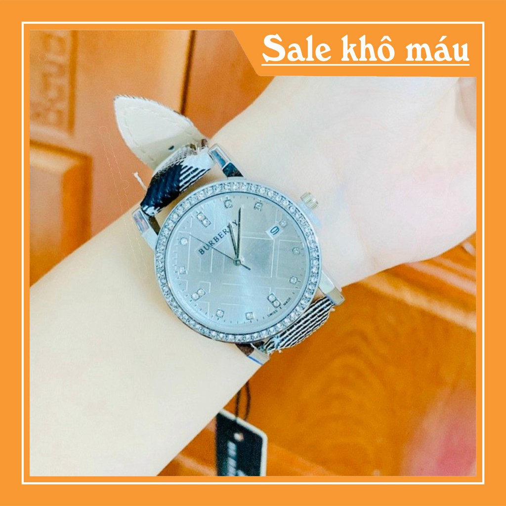 Đồng hồ nữ Burberry, dây kẻ caro đen trắng, viền đá trắng, full box, thẻ bảo hành 12 tháng - Dongho.burberry | BigBuy360 - bigbuy360.vn