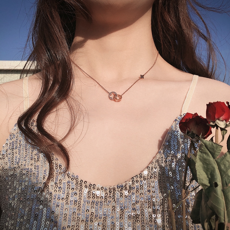 Vòng cổ bằng thép titan màu vàng hồng thời trang cho nữ | BigBuy360 - bigbuy360.vn