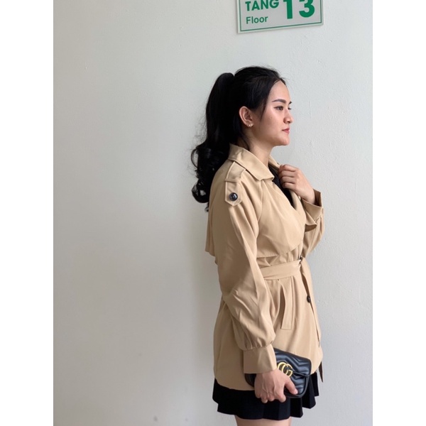 Áo khoác hàn quốc, áo khoác dạ dáng dài chất kaki thắt dây đai style hàn quốc from 58kg-Minxy shop