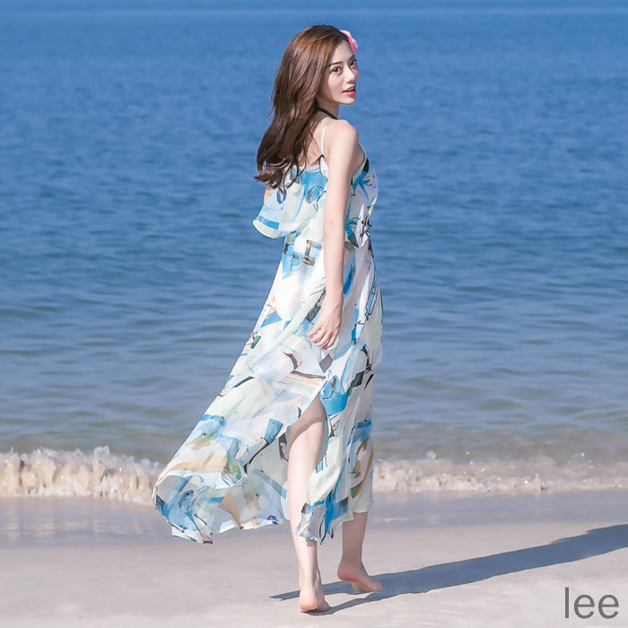 One-piece long skirt summer long suspender small skirt seaside vacation beach skirt Sanya photo clothes fairy | BigBuy360 - bigbuy360.vn