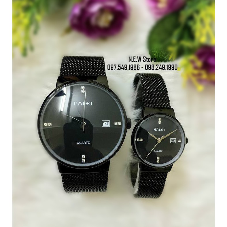 Đồng hồ cặp đôi dây thép lụa Halei Black | BigBuy360 - bigbuy360.vn
