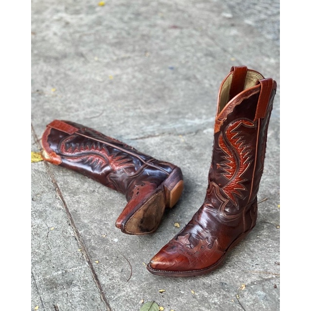 Giày bốt cao bồi da thật size 37