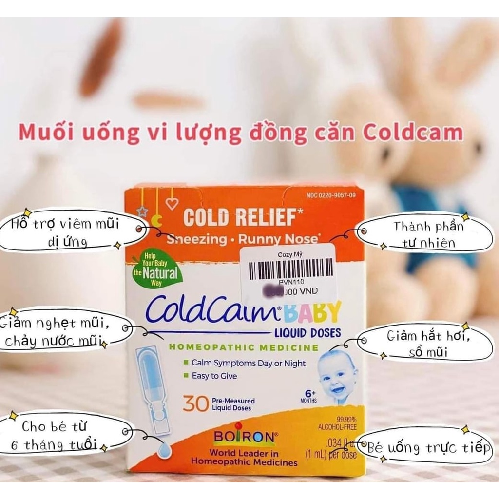 Muối Uống Vi Lượng Đồng Căn Giảm Sổ Mũi, Nghẹt Mũi Cho Bé Boiron Coryzalia và ColdCalm Baby - Hộp 30 Tép