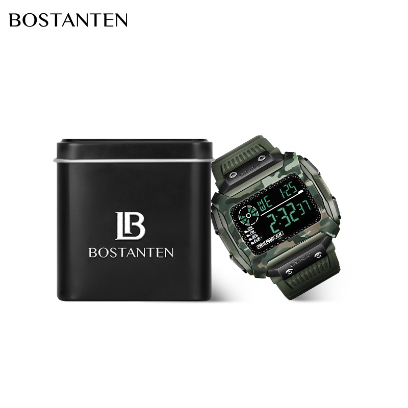 Đồng hồ điện tử Bostanten hiển thị giờ thế giới dây resin vintage | BigBuy360 - bigbuy360.vn