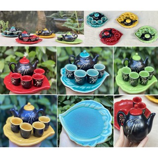 Bộ ấm chén Bát tràng mini nhiều màu sắc