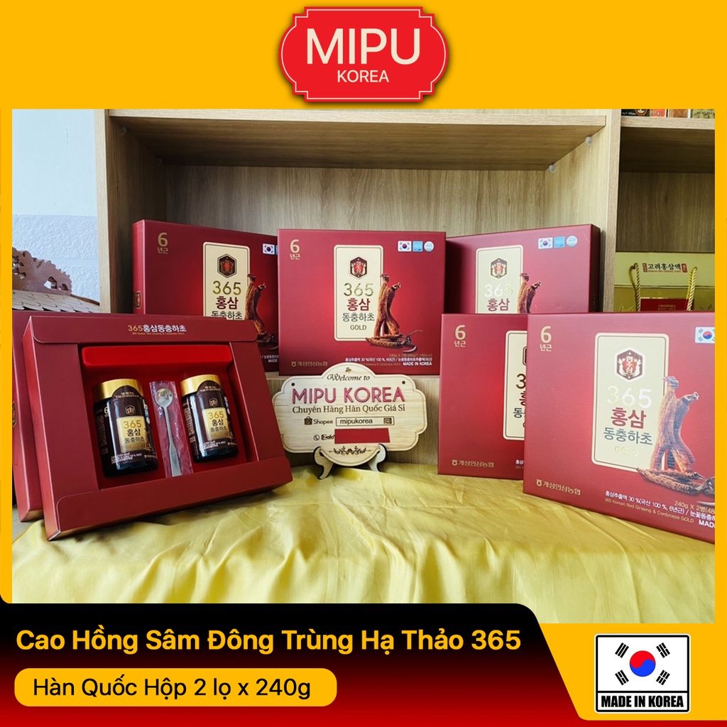 [Mã GROSALE1 giảm 8% đơn 500K] Cao Hồng Sâm Đông Trùng Hạ Thảo 365 Hàn Quốc Hộp 2 lọ x 240g