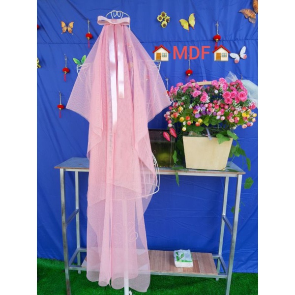 Khăn lúp cô dâu màu hồng, trắng, đỏ, vàng dài 1m