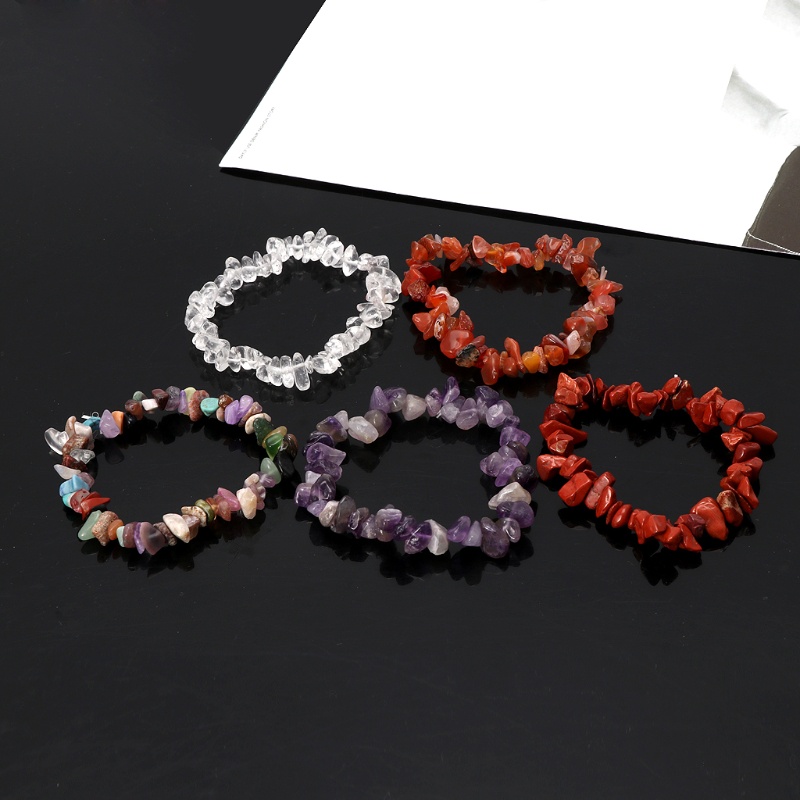 Set 5 Vòng Tay Chuỗi Hạt Đá Chakra 7 Màu Tự Nhiên